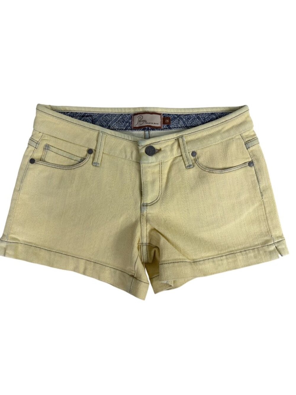 Paige Premium Denim Yellow Shorts 25 Beach Retro Hippie Comfort Travel